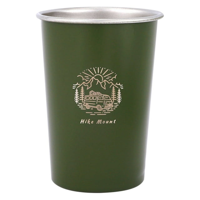 100Fens 350ml Stainless Steel Cups, Stackable & Durable Drinking Cups for Camping, Reusable & Dishwasher Safe Tumblers, with Print Pattern
