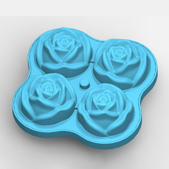 100Fens 4 Rose Ice Lattices Silicone Cocktail Mixing Ice Rose Ice Lattices
