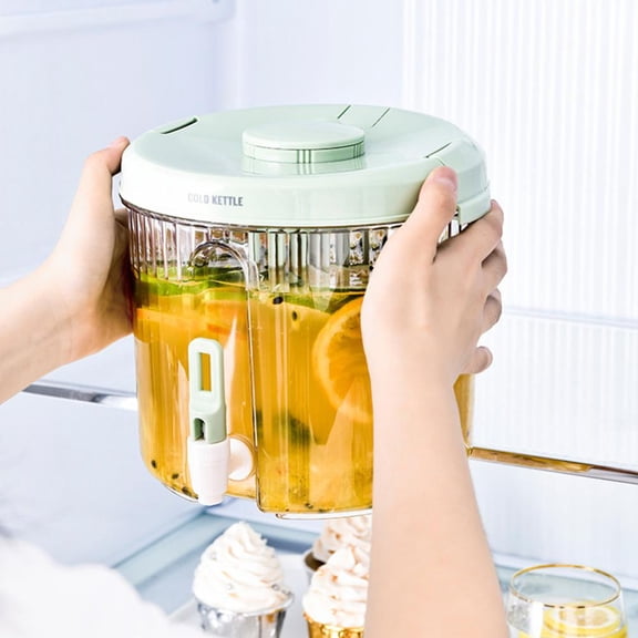 100Fens 4L Large Capacity Plastic Beverage Dispenser,Drink Dispenser With Tap Ice Lemonade Container With Lid,Fruit Teapot Lemonade Milk Bucket Drink Container