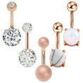 thumbnail image 1 of 100Fens 5Pcs Belly Button Rings,Stainless Steel Opal Navel Rings Curved Barbells Studs Gift For Women Girls Body Piercing Jewelry, 1 of 1