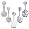 thumbnail image 1 of 100Fens 5Pcs Belly Button Rings,Stainless Steel Opal Navel Rings Curved Barbells Studs Gift For Women Girls Body Piercing Jewelry, 1 of 1