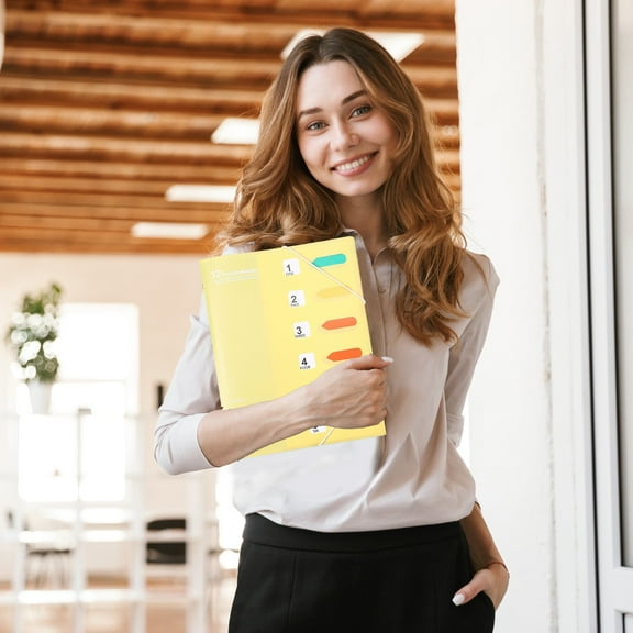 100Fens 6 Grids Rainbows Classification Organ Pack Office Data Storage Folder A4 Paper File Organizer With Elastic Buckle Closure For Home School Offices