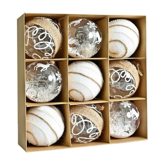 100Fens 9PCS Christmas Ornaments Set, 3.15"/8CM Rustic Shatterproof Christmas Tree Hanging Ball Decorations, for Home Indoor Farmhouse Thanksgiving Xmas Vase Bowls Filler Centerpiece Decor