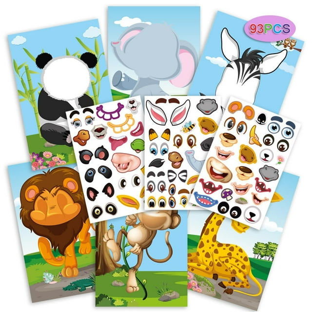 100Fens Animals Dinosaur Dressing Sticker Book DIY Face Changing Sticker