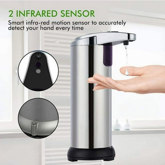 100Fens Automatic Soap Dispenser,Touchless 3-Level Adjustable Dispenser,Equipped Upgraded Base Infrared Sensor,Stainless Steel Liquid Soap