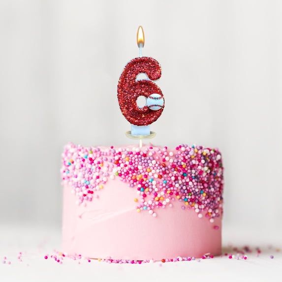 100Fens Baseball Birthday Candle 9th Baseball Cake Topper Decor Nine Year Candles Red Glitter Number 9 For Cupcake Topper Decorations Birthday Party Kids Adults
