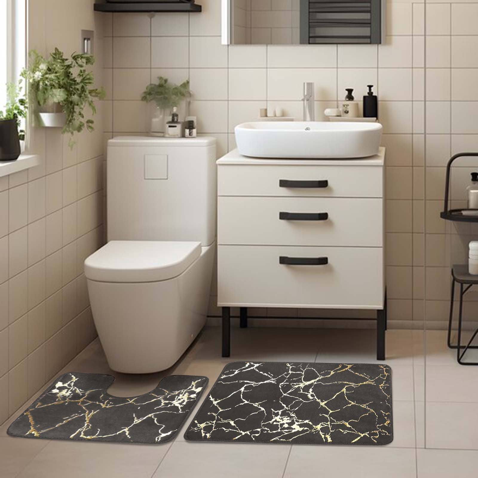 100Fens Bath Mats For Bathroom - Bathroom Rugs Memory Foam Bath Mat Set ...