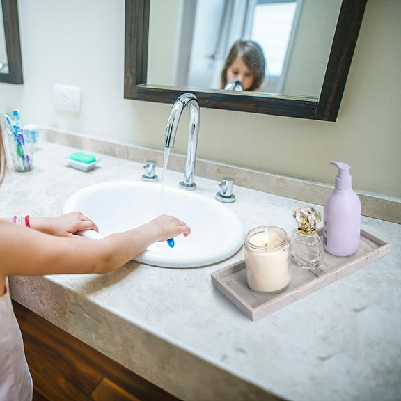 100Fens Bathroom Counter Tray Vanity Tray Shatterproof Flexible Bathroom Tray Kitchen Sink Tray For Soap Bottles,Key Trinket Ring Tray