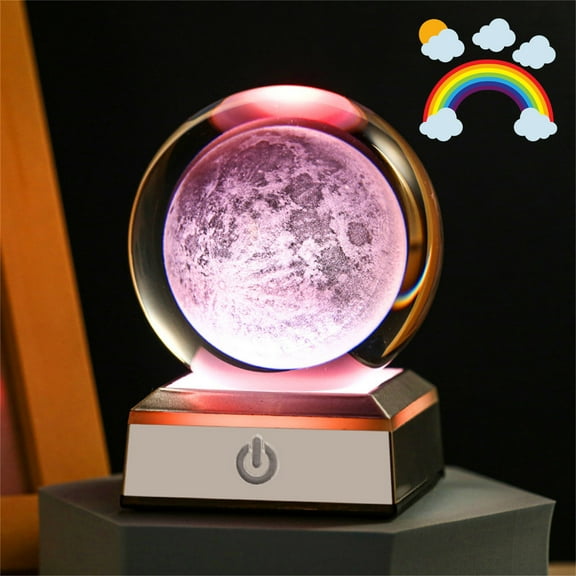 100Fens Big Size Crystal Ball Night 7-Colors Solid Crystal Ball Metal Base Lasers Engraving Of Glass With Wooden Base Usb Energy Supply Decoration