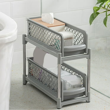 100Fens Under Cabinet Storage Drawers Slide Out - Sliding Drawers for Inside Cabinets and Under Sink Drawer Organizer 2 Tier Pull Out Cabinet Organizer