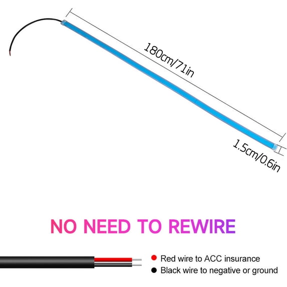 100Fens Car Hood Light Strip, 47 Inch Led Strip Lights for Car Hood Universal Engine Hood Guide Decorative Light Bar 12V Flexible Headlight Daytime Running