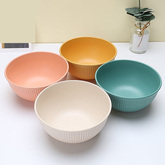 100Fens Cereal Bowls 4, Whea-t Straw Bowls Set,Microwave And Dishwasher Safe ,Reusable Lightweight Bowl For Rice Soup Snack Fruit