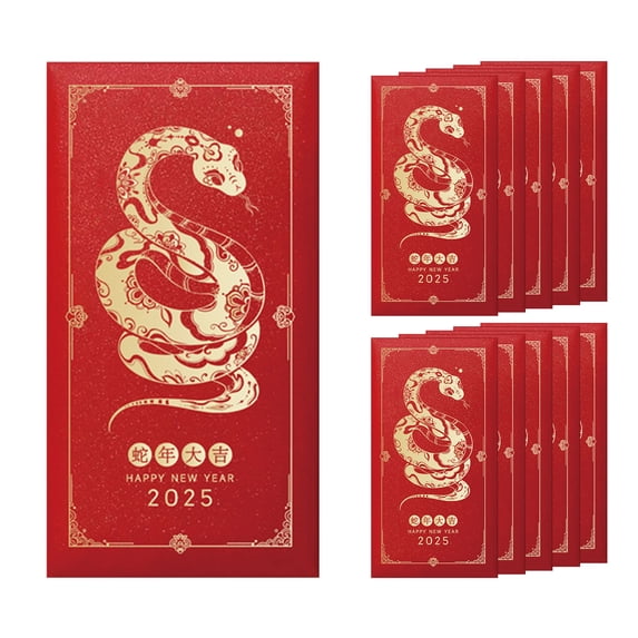 100Fens Chinese New Year Red Envelopes 2025 Snake Red Packet Money Envelope Gifts Hong Bao For Spring Festival Wedding Birthday With 5 Designs - 10pcs
