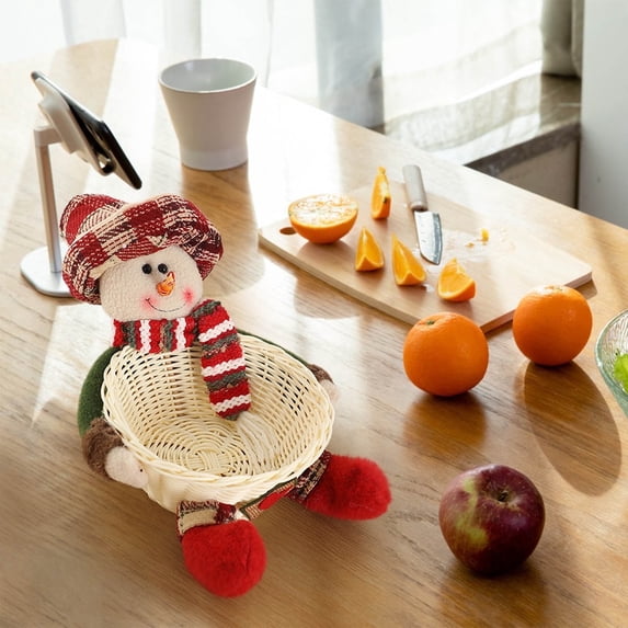 100Fens Christmas Candy Storage Basket Santa Claus Reindeer Snowman Candy Basket Christmas Decoration Candy Bowl Dish Christmas Sugar Container for Kid Holiday Table Desk Decor Gift