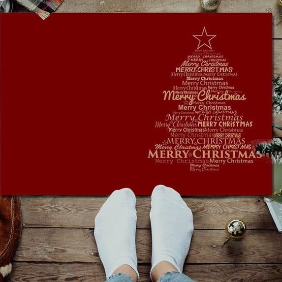 100Fens Christmas Doormat Indoor Outdoor Entry Doormats Front Door Decoration Mat Non-Slip Absorbent Entry Door Rugs