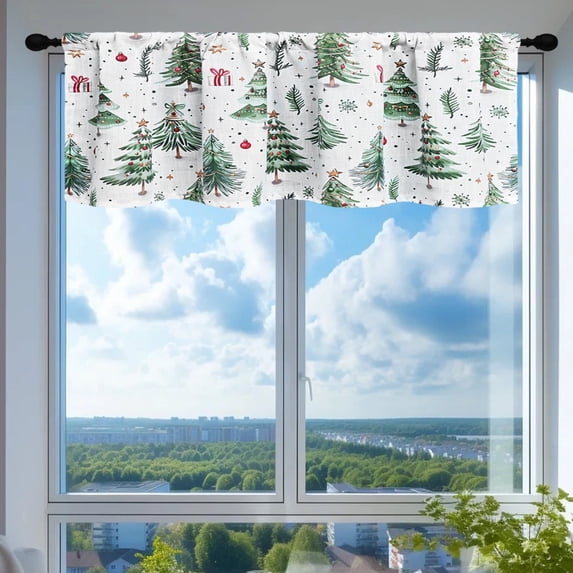 100Fens Christmas Forest Short Curtains Kitchen Sunshade Curtains Partition Curtains Small Curtains Single Piece
