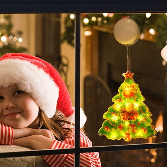 100Fens Christmas Window Hanging Lights,Warm Christmas Window Suction Cup Lamp LED