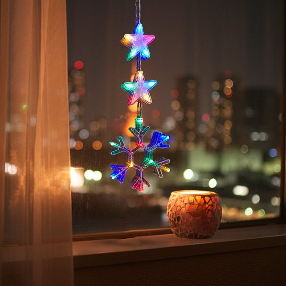 100Fens Christmas Window Lights Decorations, Battery Powered Christmas Window Hanging Lighted LED Sucker Lamp For Xmas Tree Fireplace Window Indoor Outdoor Decor