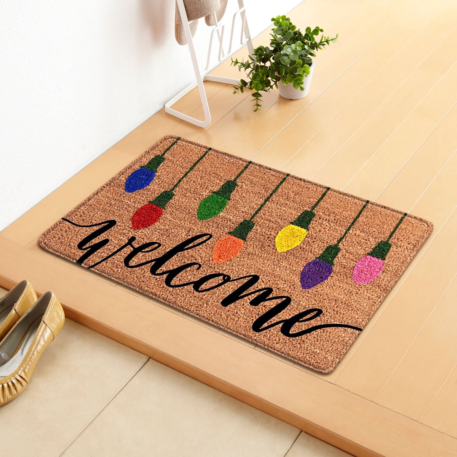 100Fens Christmas Winter Welcome-Doormat Non-Slip Front-Door-Mats ...