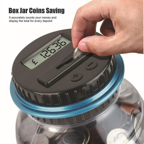 100Fens Clear Digital Bank Coin Savings Counter Lcd Counting Money Jar Change Gift