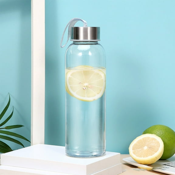 100Fens Clear Glass Bottles with Lids Reusable Glass Water Bottles with Stainless Steel Cap for Juicing,Refrigerator Leak Proof, BPA Free Eco Friendly