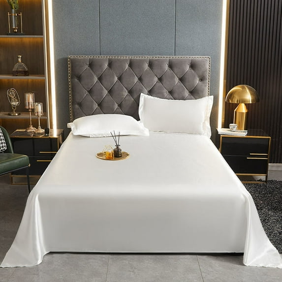 100Fens Summer Ice Silk Sheets Summer Coolness Conditioned Mats Cool Sheets Wrinkle- Piece Thin Bed Sheet Piece