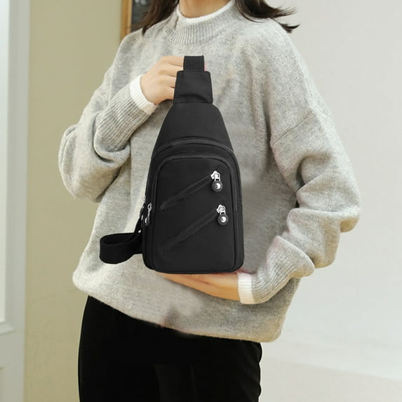 100Fens Travel Fashionable Chest Bag For Men Women Lightweight Large Capacity Fabric Waterproofing Sling Bag Convenient Crossbody Front Pack
