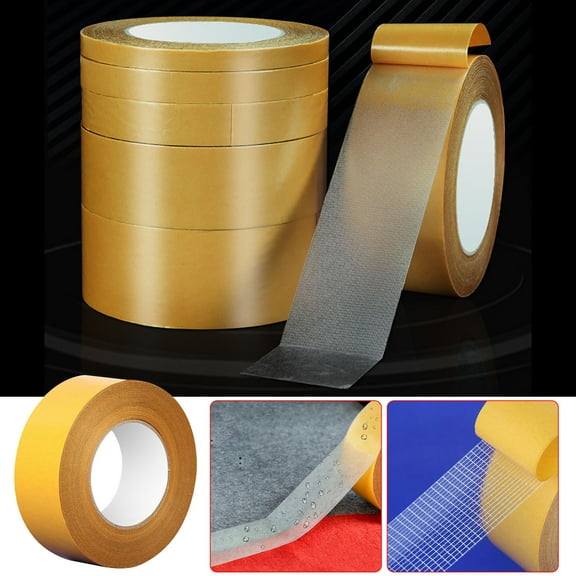 100Fens Cloth Base Double-Sided Adhesive Tape,Strong,High Viscosity,Non Marking,Fixed Double-Sided Carpet Adhesive,Transparent Mesh,Double-Sided Tape