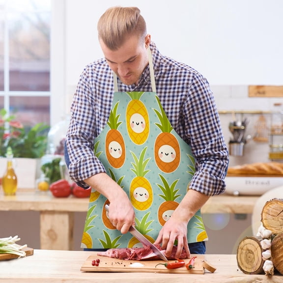 100Fens Colorful Flowers Apron for Women Men, Adjustable Apron Cooking Kitchen Chef Apron for Home Kitchen, Baking Gardening BBQ, Coffee House, Restaurant