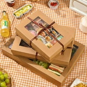 100Fens Cookie Boxes with Window for Paper Gift Giving Brown Bakery Cupcake Boxes for Packaging Easy Estate Holiday Pastry Dessert Boxes for Pastries,Cookies