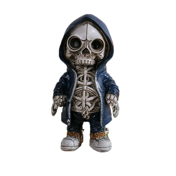 100Fens Cool Skeleton Figurines Statue Cool Halloween Home Decor Cute Skull Mini Figurine Collectibles DIY Handicrafts for Desk Decorations