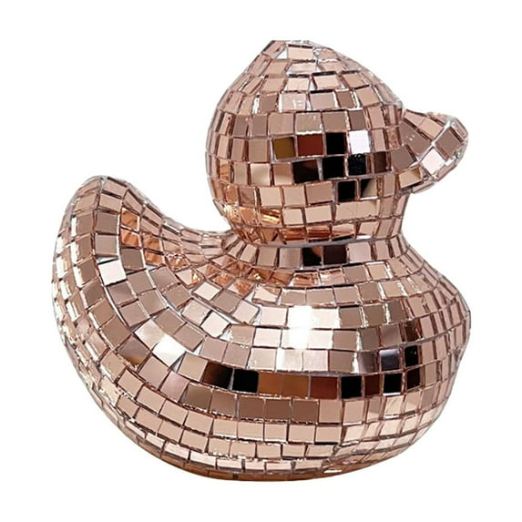 100Fens Disco Duck Disco Ball Duck Shape Ornament Reflective Mirrored Glass Decorative Accent for Cake Decoration Disco Themed Party Wedding