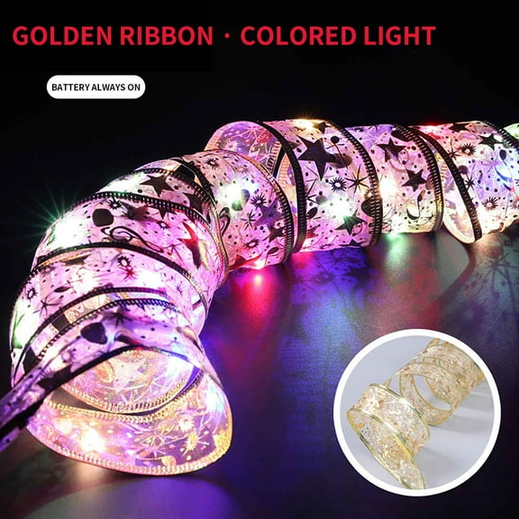 100Fens Explosion Copper LED Lights String Ribbon Lights Bow Ribbon Scene Layout Props Decorative Lights