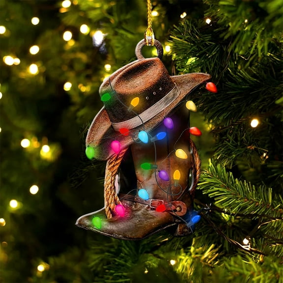 100Fens Fashion Cowboy Boots Hat Car Pendant Mini Car Rearview Mirror Hanging Ornament Auto Interior Accessories Home Decor Gift