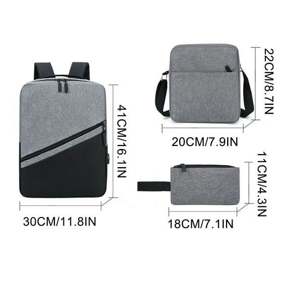 100Fens Fashion Three-Piece Backpack Backpack Male Business Usb Charging Laptop Bag High-Capacity Students Bag