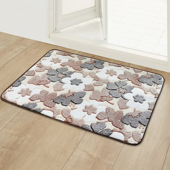 100Fens Floral Print Washable Area Rugs Indoor Rugs for Entryway Non-Skid Throw Lightweight Kitchen Rugs Non Slip Soft Blue Print Bathroom Mats DoorMat Carpet for Bedroom Laundry Living Room Sink
