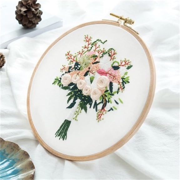 100Fens Full Range Of Embroidery Stitch Stamped Embroidery Cloth With Floral Kit