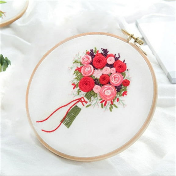 100Fens Full Range Of Embroidery Stitch Stamped Embroidery Cloth With Floral Kit