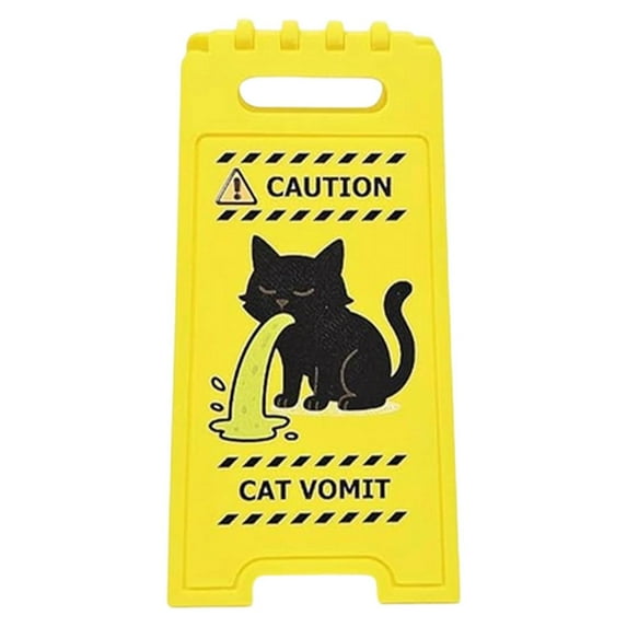 100Fens Funny Beware Of Cats Vomitus Mini Foldable Table Sign Double-Sided Printed Cats Themed Decor And Various Breeds And Colors