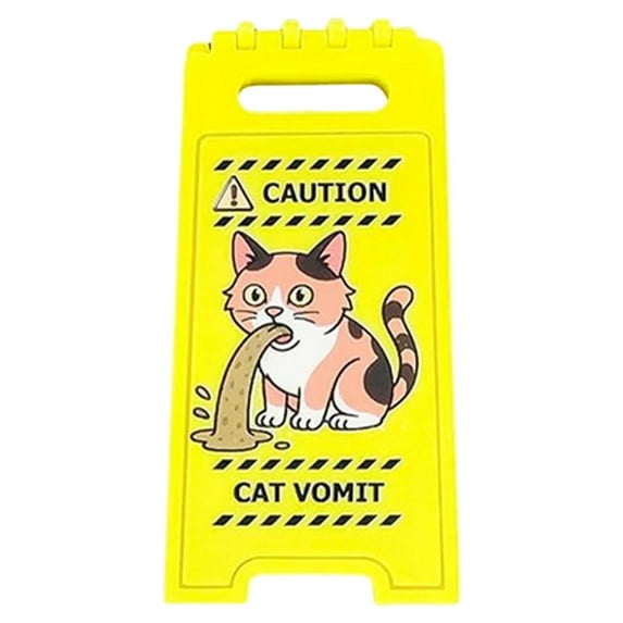 100Fens Funny Beware Of Cats Vomitus Mini Foldable Table Sign Double-Sided Printed Cats Themed Decor And Various Breeds And Colors