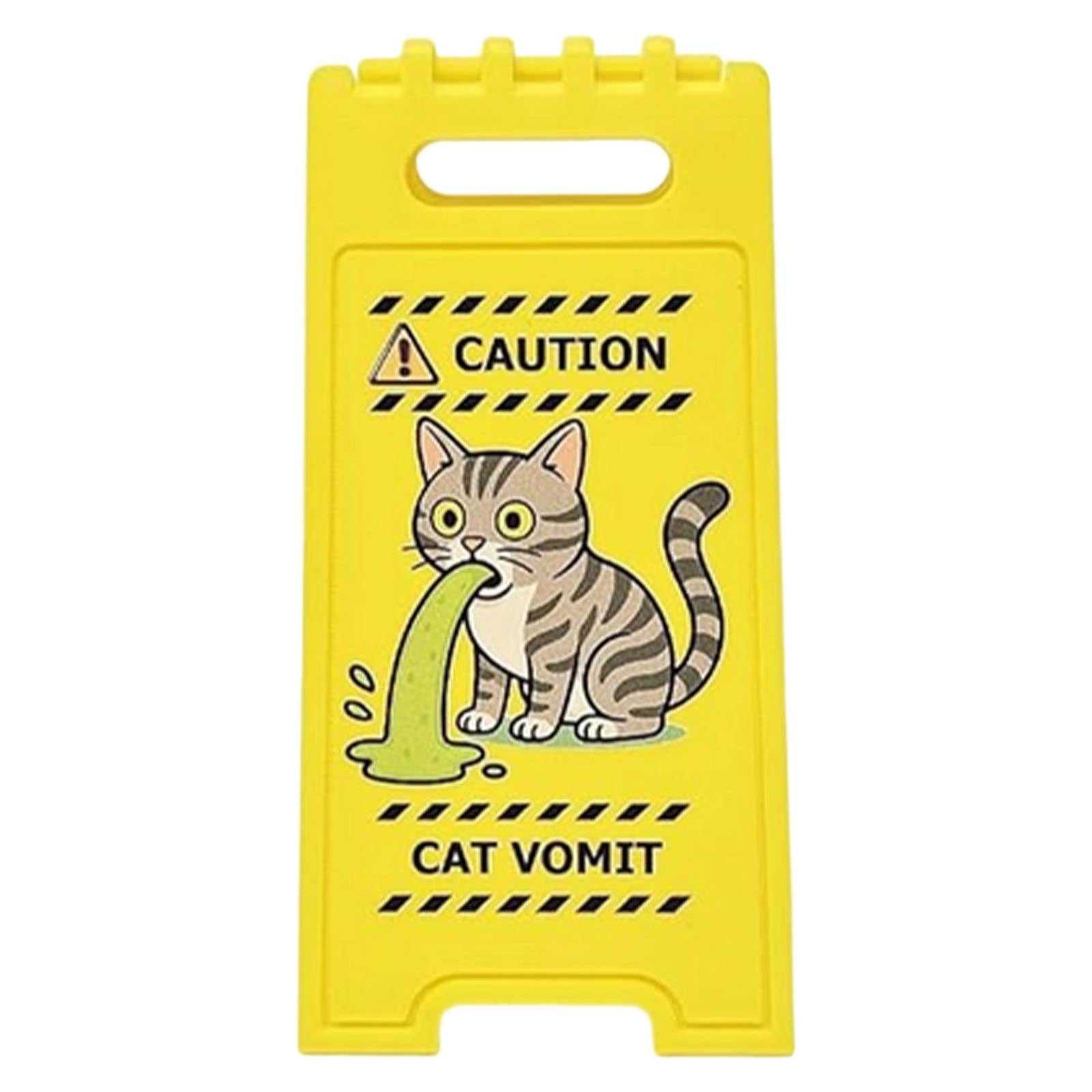 100Fens Funny Beware Of Cats Vomitus Mini Foldable Table Sign Double