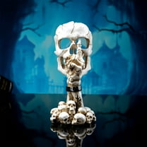 100Fens Halloween Decorations The Don't Talk Skull Look Candlesticks Horror Tabletop Decorations Props Resin Ornaments Candle Stand Fall Decor