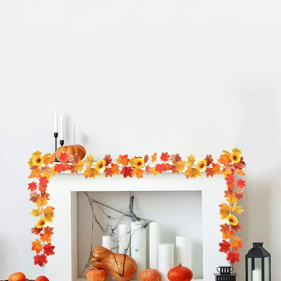 100Fens Halloween Fake Maple Leaf Vines Autumns Decoration Artificial Green Plant Maple Leaf Fall Decor