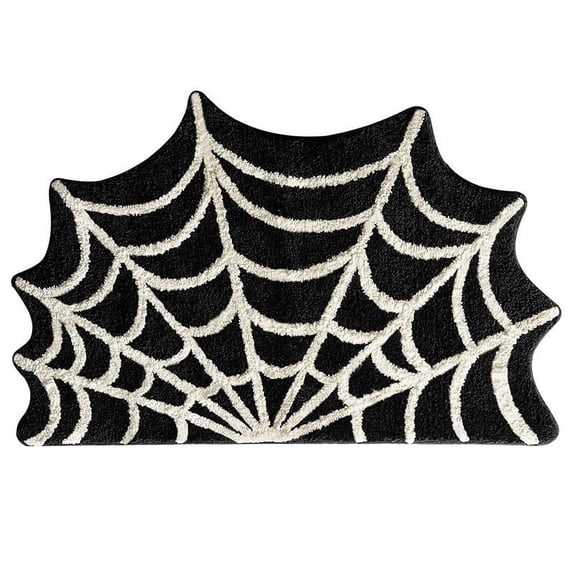 100Fens Halloween Floor Mat Hallway Kitchen Foot Mat Soft Non-slip Mat Halloween Web Rug