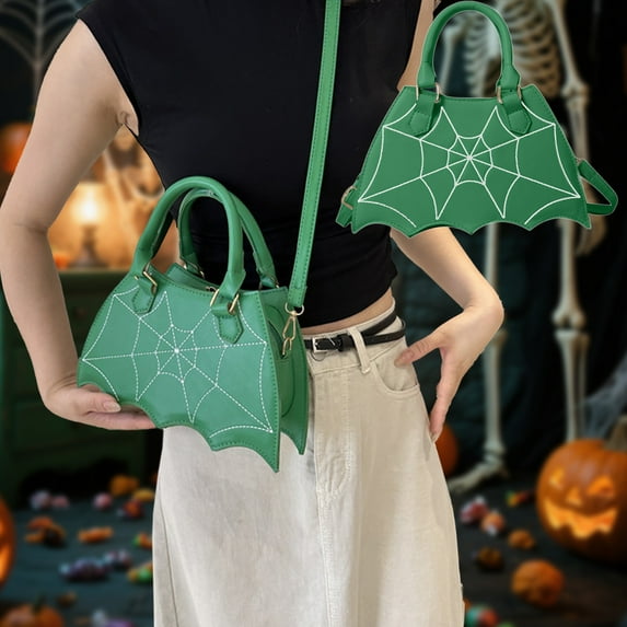 100Fens Halloween Funny Bats Bag Leather Commuting Casual Crossbody Shoulder Bag Chain Bag Halloween Ambience Decoration