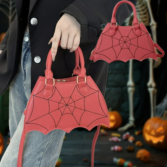 100Fens Halloween Funny Bats Bag Leather Commuting Casual Crossbody Shoulder Bag Chain Bag Halloween Ambience Decoration
