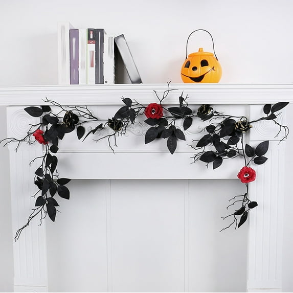 100Fens Halloween Rose Leaves Simulation Rattan Artificial Rose Leaves Decoration Arrangement Thanksgiving Pumpkin Rattan. Fall Decor