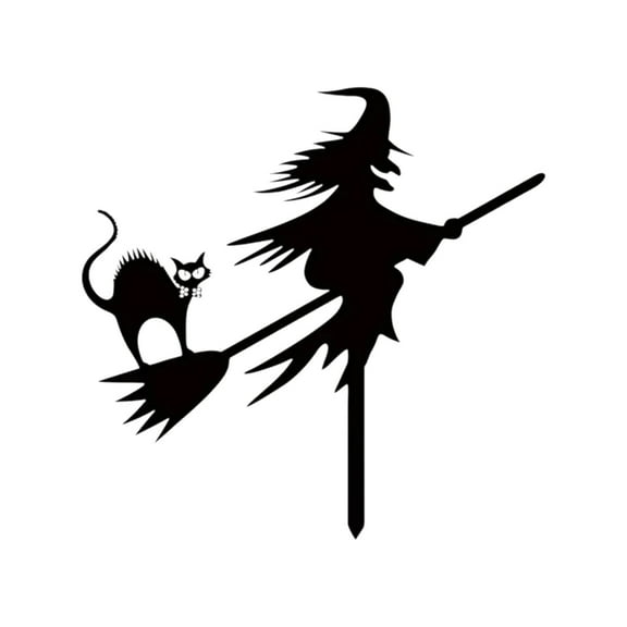 100Fens Halloween Witch Shaped Lawn Decoration Durable Metal Ground Inserted Decor for Outdoor Garden Scary Witch Stakes for Halloween Festivities Friends and Family