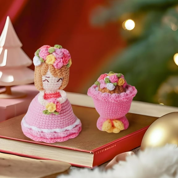 100Fens Handmade Crochet Bouquet Dress-Up Doll