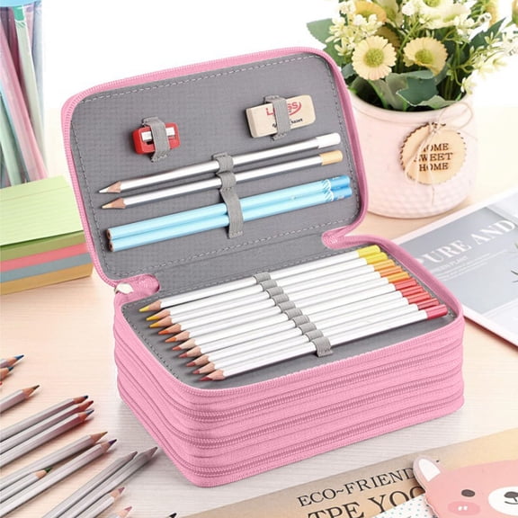 100Fens High Capacity Zipper Pens Pencil Case Multi-Functional Stationery Pouch 72 Slots Colored Portable Pencil Bags With 2 Removable Sleeves